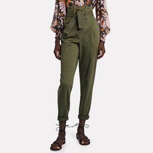 NWT A.L.C. Krew Tapered Paperbag Pants Olive/Army Green Size 12